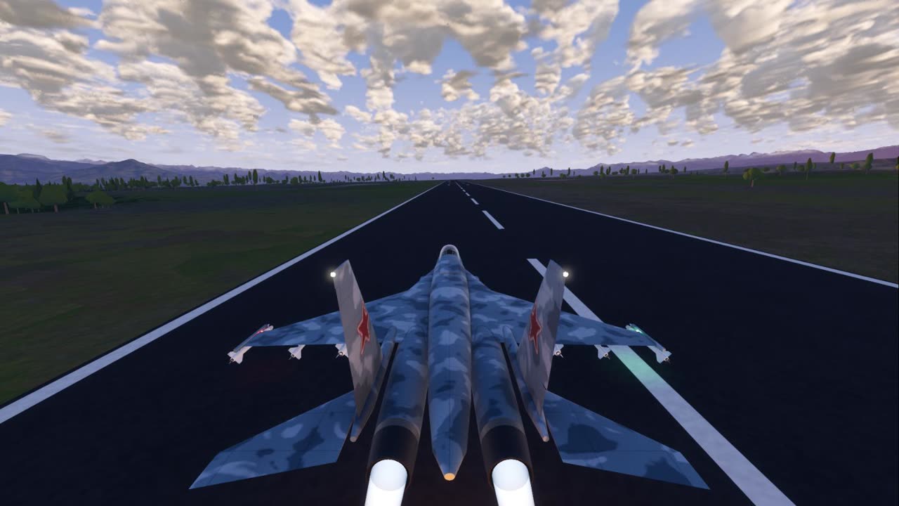 Takeoff from Srinagar at dusk, gear down
