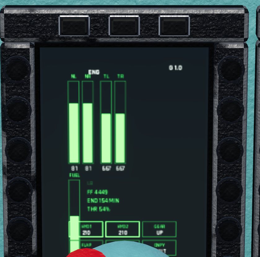 The Su-27 systems display in FlightOut showing engine rpm and temperature bars, fuel, fuel flow, endurance and the state of the gear, flaps, airbrake and canopy